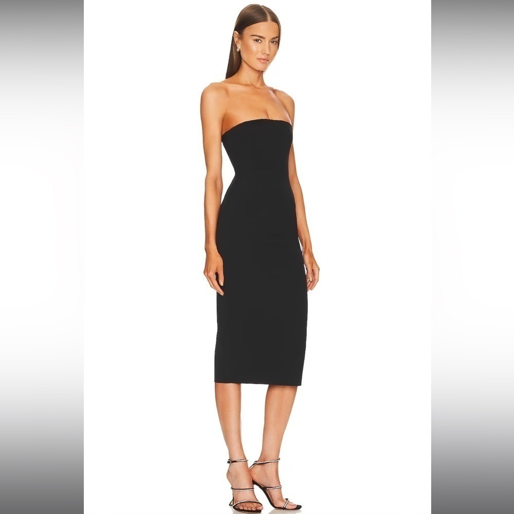 L’academie x Marianna Hewitt Sunny Midi Holiday Formal Dress in Black Small